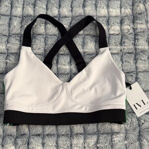 IVL COLLECTIVE ACTIVE STRIPED BRA .. White and Black With Green Stripes